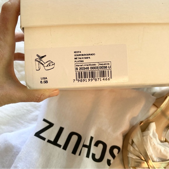 SCHUTZ Keefa Platform Sandals Platina Gold Metallic - Picture 7 of 14